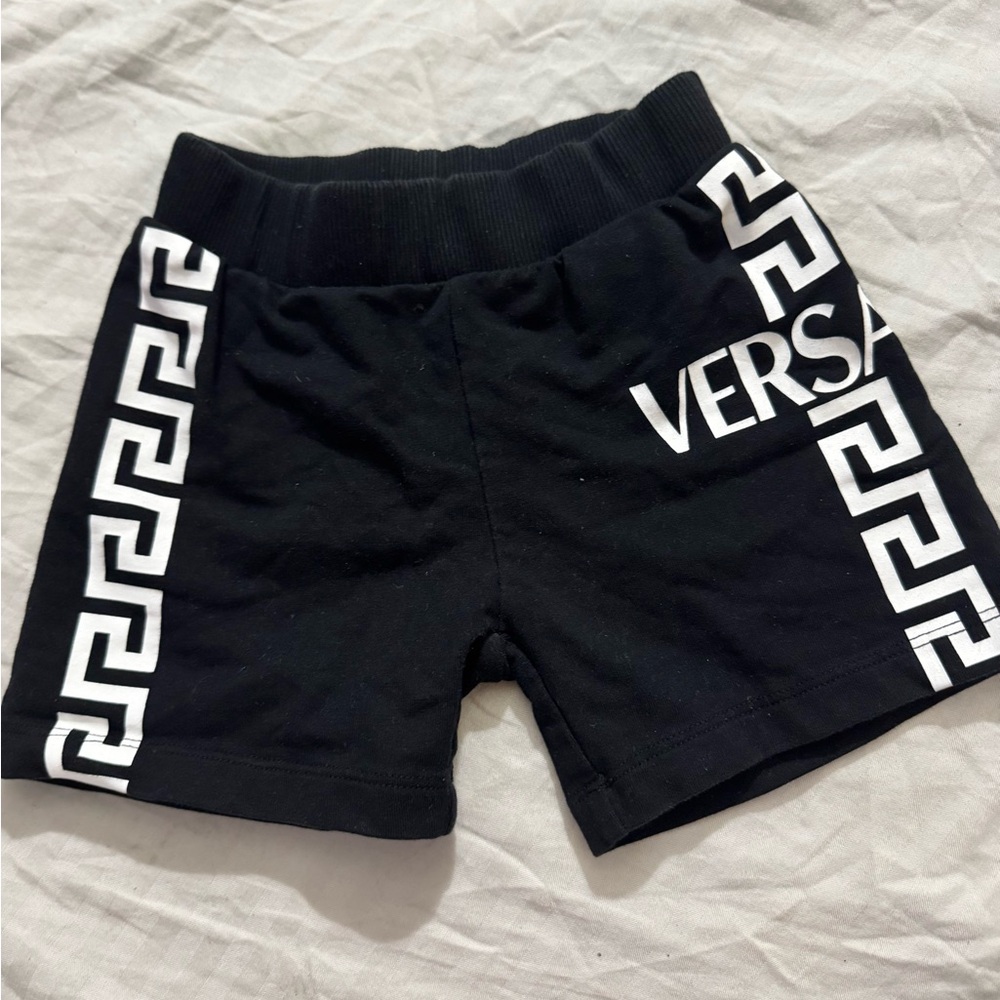 Kids Versace black and white shorts